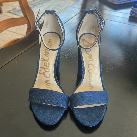 - Sam Edelman denim sandals, 6 1/2 like new - Picture 2 of 6